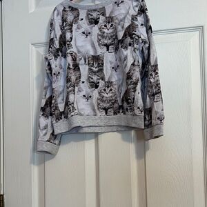 H&M Gray Cat Print Kids Sweatshirt